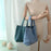 561 Solid Color Canvas Tote Bag Snap Button Small Handbag for Travel Shopping - Cyan - 4