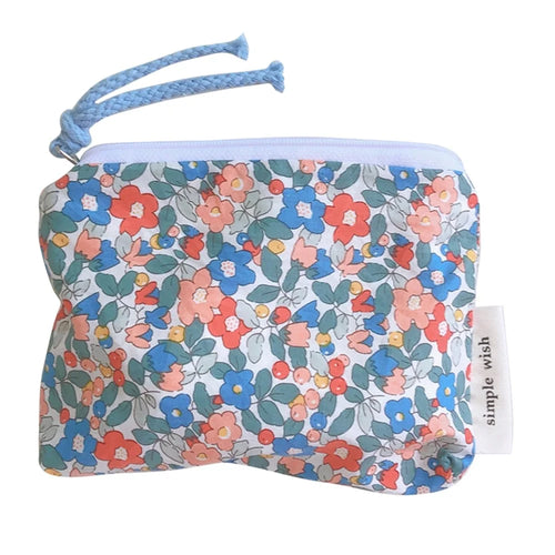 210 Mini Wallet Portable Coin Purse Zipper Small Pouch Change Card Key Storage Bag - Red and Blue Flower - 1
