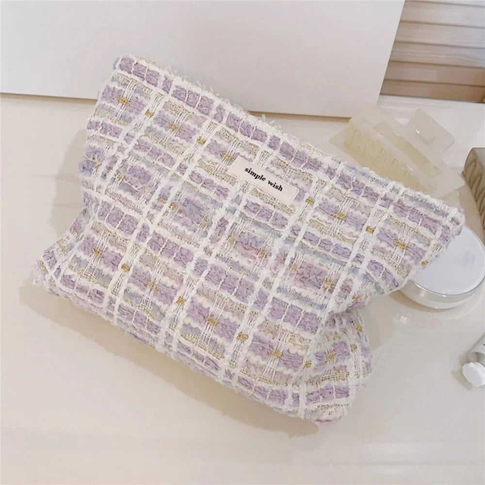587 Canvas Makeup Cosmetic Travel Bag Wear-resistant Women Teen Girls Toiletries Organizer Storage Pouch - Light Purple - 1