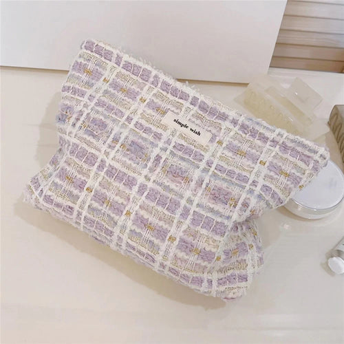 587 Canvas Makeup Cosmetic Travel Bag Wear-resistant Women Teen Girls Toiletries Organizer Storage Pouch - Light Purple - 1