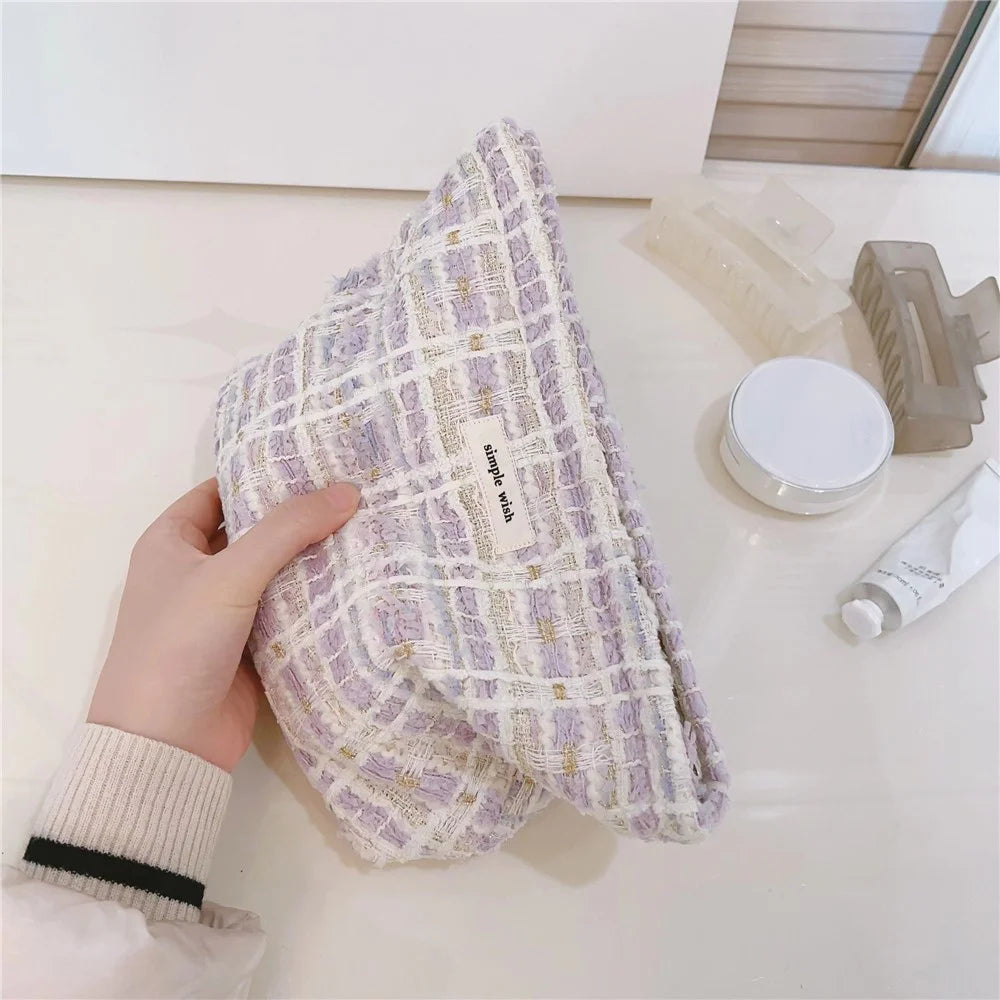 587 Canvas Makeup Cosmetic Travel Bag Wear-resistant Women Teen Girls Toiletries Organizer Storage Pouch - Light Purple - 2