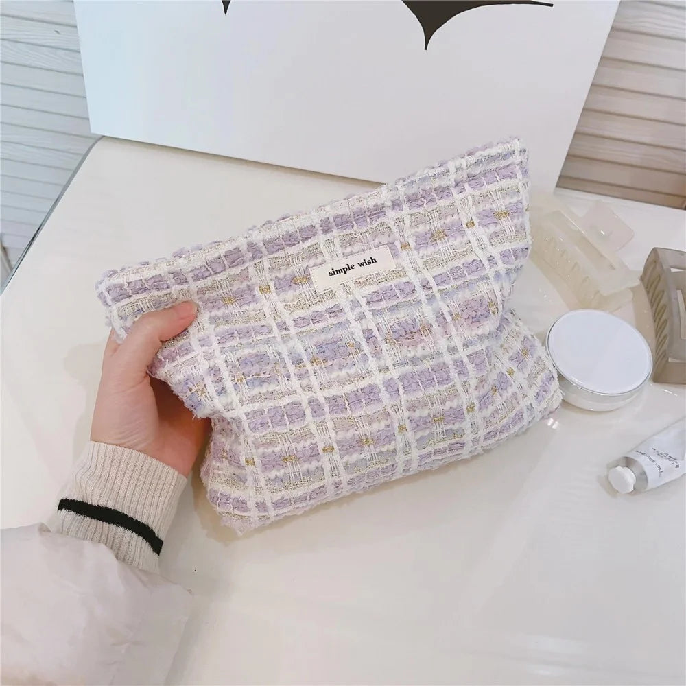 587 Canvas Makeup Cosmetic Travel Bag Wear-resistant Women Teen Girls Toiletries Organizer Storage Pouch - Light Purple - 3