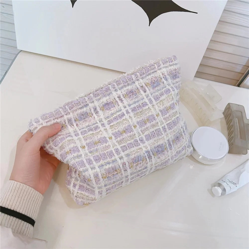 587 Canvas Makeup Cosmetic Travel Bag Wear-resistant Women Teen Girls Toiletries Organizer Storage Pouch - Light Purple - 4