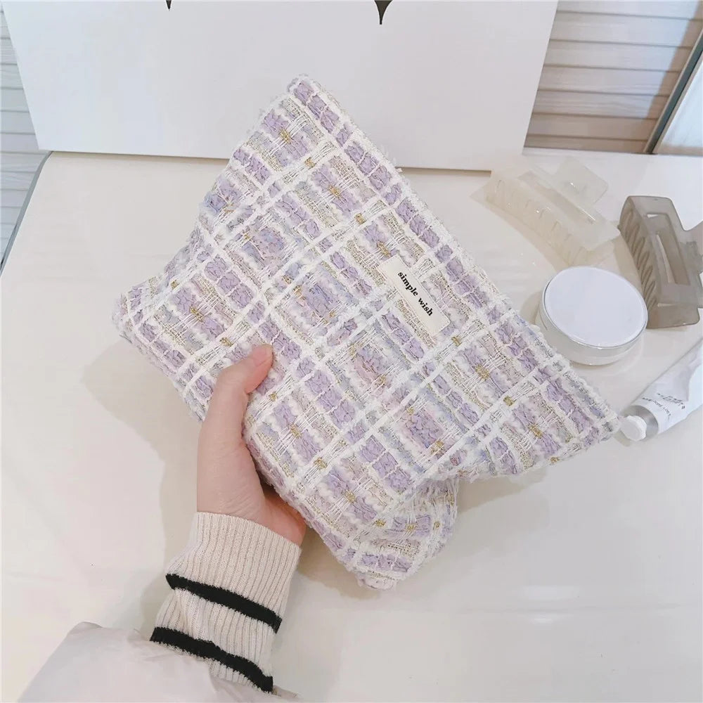 587 Canvas Makeup Cosmetic Travel Bag Wear-resistant Women Teen Girls Toiletries Organizer Storage Pouch - Light Purple - 5