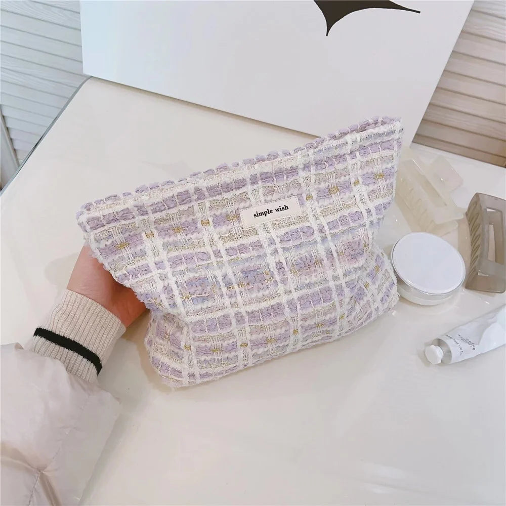 587 Canvas Makeup Cosmetic Travel Bag Wear-resistant Women Teen Girls Toiletries Organizer Storage Pouch - Light Purple - 6