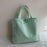 534 Solid Color Women Canvas Handbag Snap Button Simple Casual Tote Bag - Baby Blue - 1