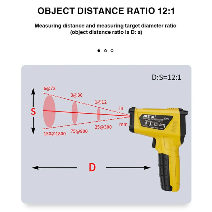MESTEK 800C Handheld Infrared Temperature Measurer High-Precision Industrial Temp Humidity Meter Portable Thermometer with 12-Point Laser Positioning - 5