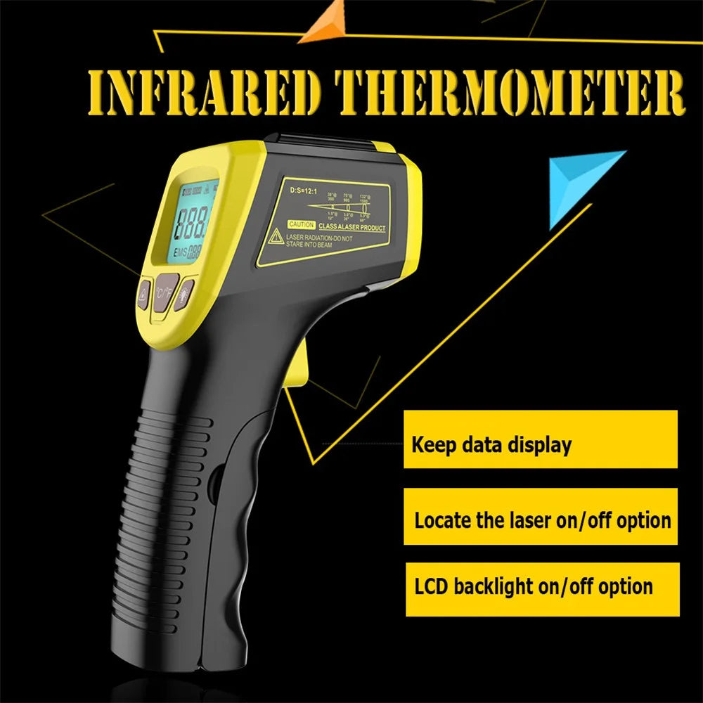 GM320S Non-contact Handheld Industrial Infrared Thermometer High Precision LCD Display Backlit Temperature Tester - Yellow - 4