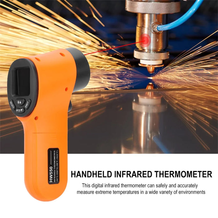 HW550 Digital LCD Infrared Thermometer Non-Contact Laser Industrial Pyrometer Temperature Gun - Orange - 2