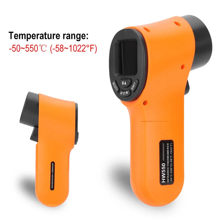HW550 Digital LCD Infrared Thermometer Non-Contact Laser Industrial Pyrometer Temperature Gun - Orange - 6
