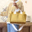 Women Canvas Tote Bag Casual Handbag Crossbody Shoulder Bag Large Capacity Mommy Pouch - Yellow - 5