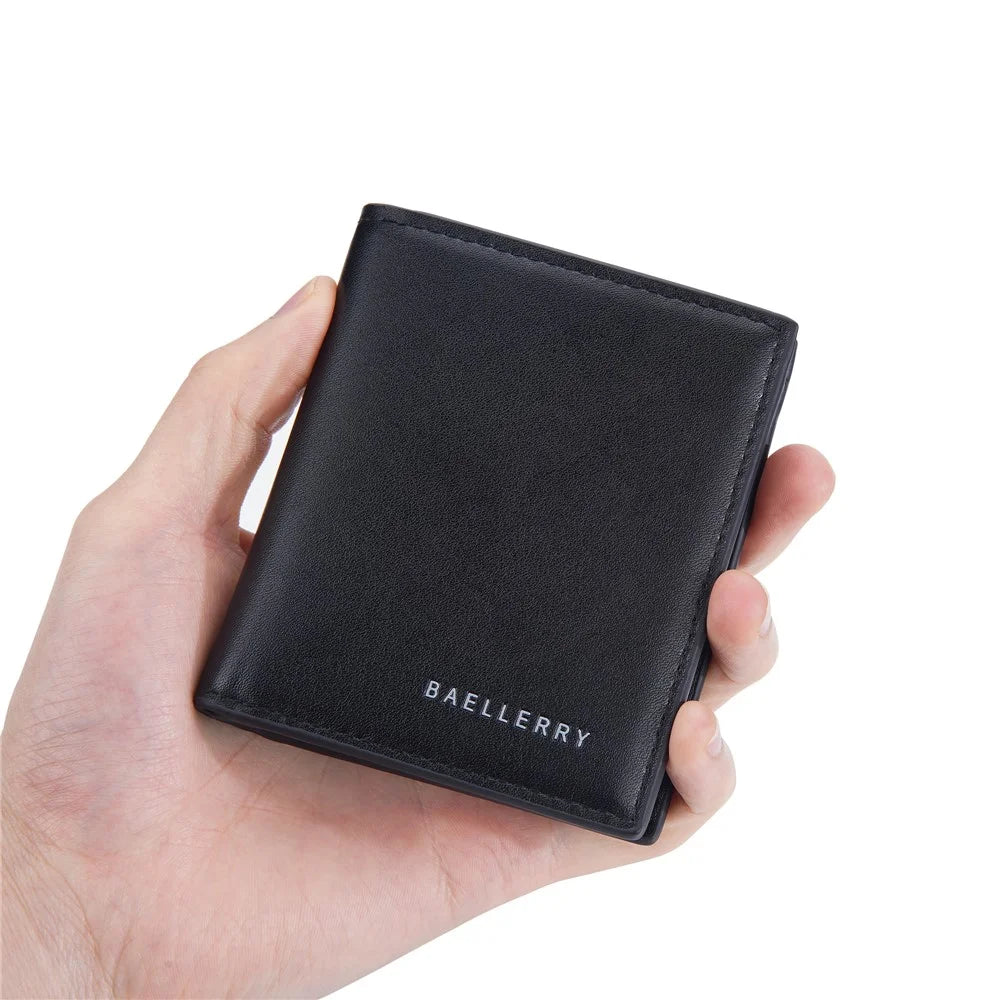 BAELLERRY D9257 Minimalist Men Bi-fold Purse Ultra Slim PU Leather Cash Card Holder Short Wallet - Coffee - 3