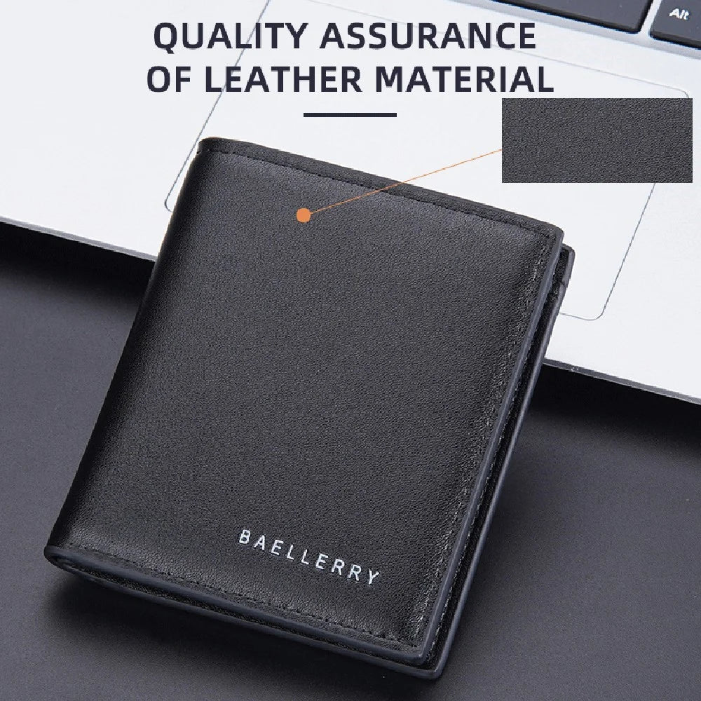 BAELLERRY D9257 Minimalist Men Bi-fold Purse Ultra Slim PU Leather Cash Card Holder Short Wallet - Coffee - 5