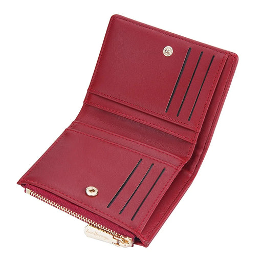 BAELLERRY N8113 Portable Bi-fold Coin Purse Zipper Pocket Design PU Leather Women Short Wallet - Red - 2
