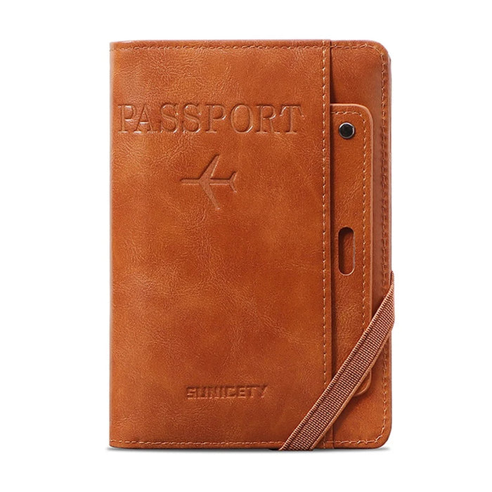 SUNICETY S3121 RFID Blocking Document Bag Waterproof Storage Pouch for Document, Bank Deposit, Passport, Cards - Brown - 1