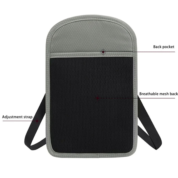 Neck-Mounted ID Card Holder Bag Patch Badge Holder Neck Lanyard Credit Card Organizer with RFID Blocking Function - Light Grey - 7