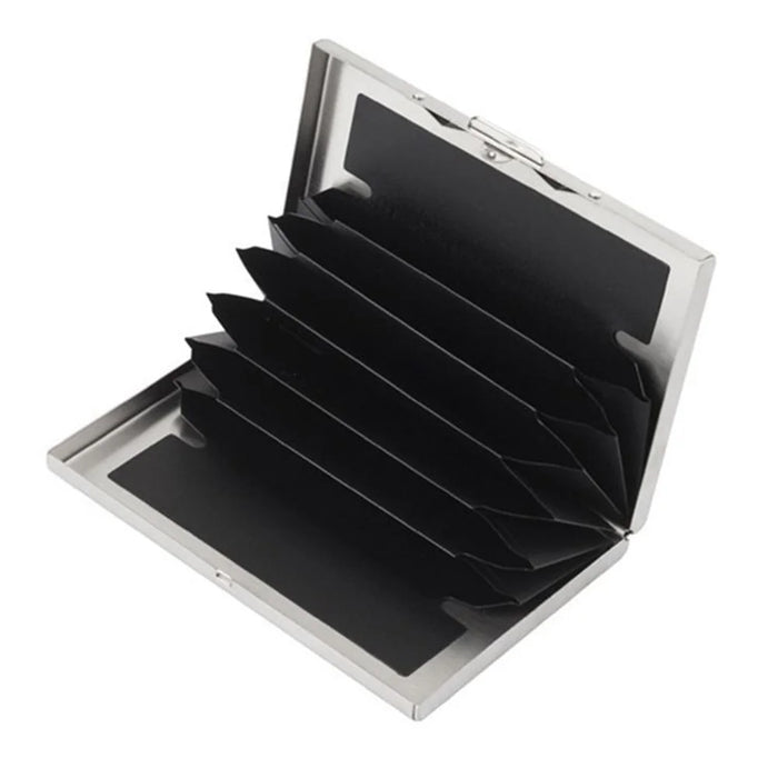 Card Holder Storage Office Solid Aluminum Alloy Credit Card Case Wallet Business Card Holder Box - Black - 4