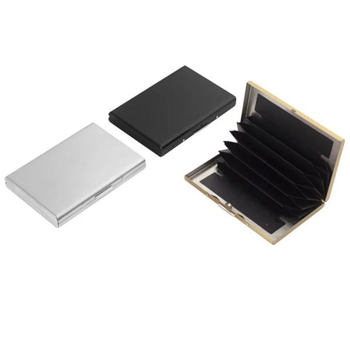 Card Holder Storage Office Solid Aluminum Alloy Credit Card Case Wallet Business Card Holder Box - Black - 5