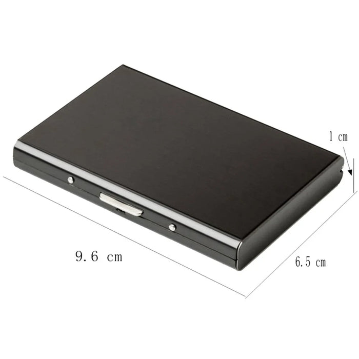 Card Holder Storage Office Solid Aluminum Alloy Credit Card Case Wallet Business Card Holder Box - Black - 6