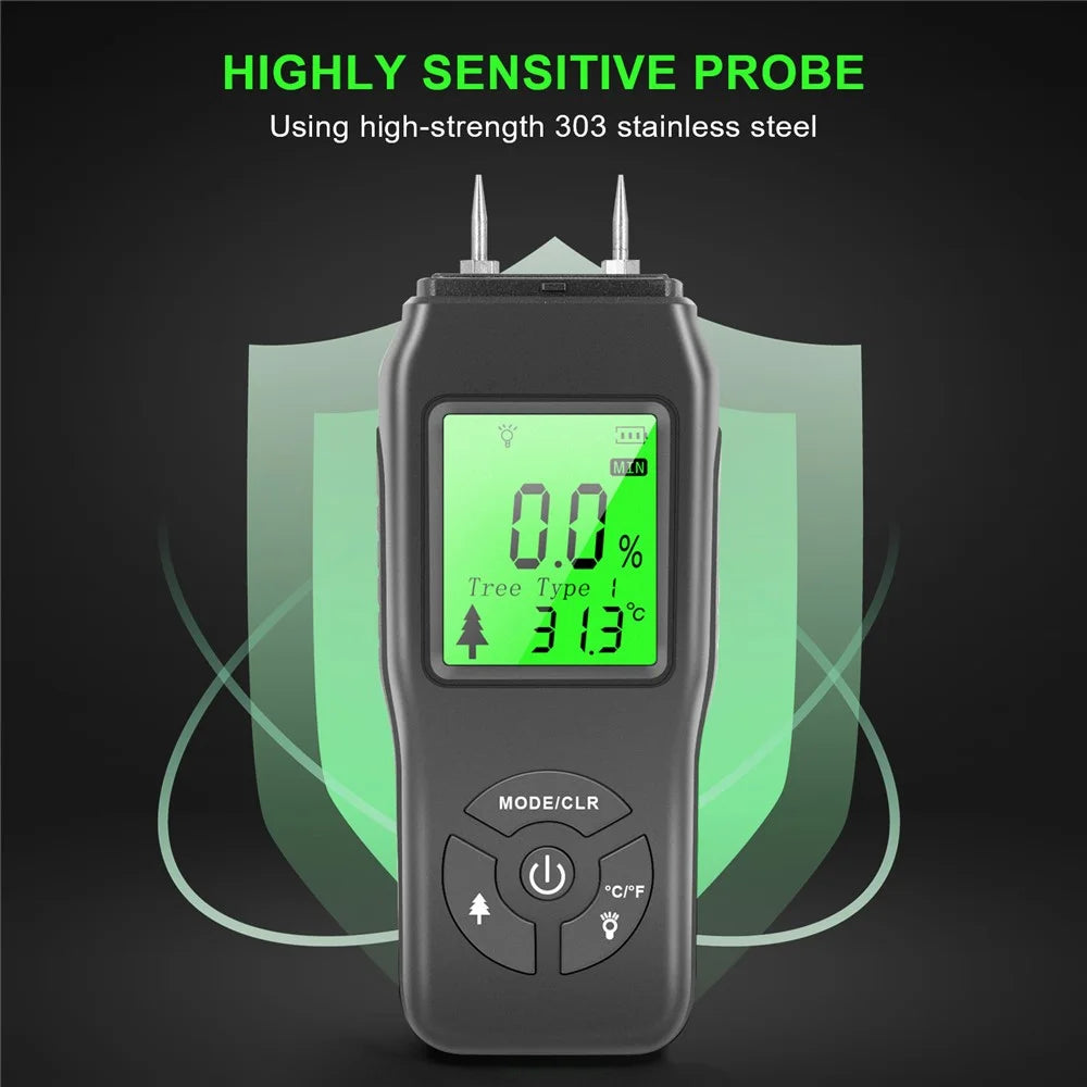 LCD Digital Wood Moisture Meter Hygrometer Humidity Tester for Plywood Wood - 5