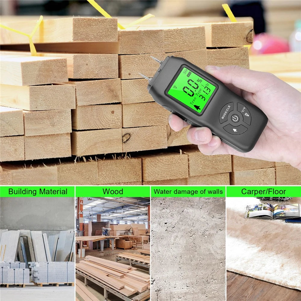 LCD Digital Wood Moisture Meter Hygrometer Humidity Tester for Plywood Wood - 6