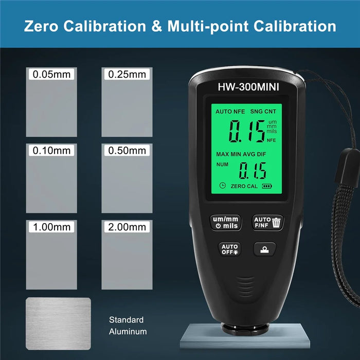 HW300-MINI Coating Thickness Gauge for FE / NFE Coating Thickness Meter Digital Display Measure Device - Black - 3