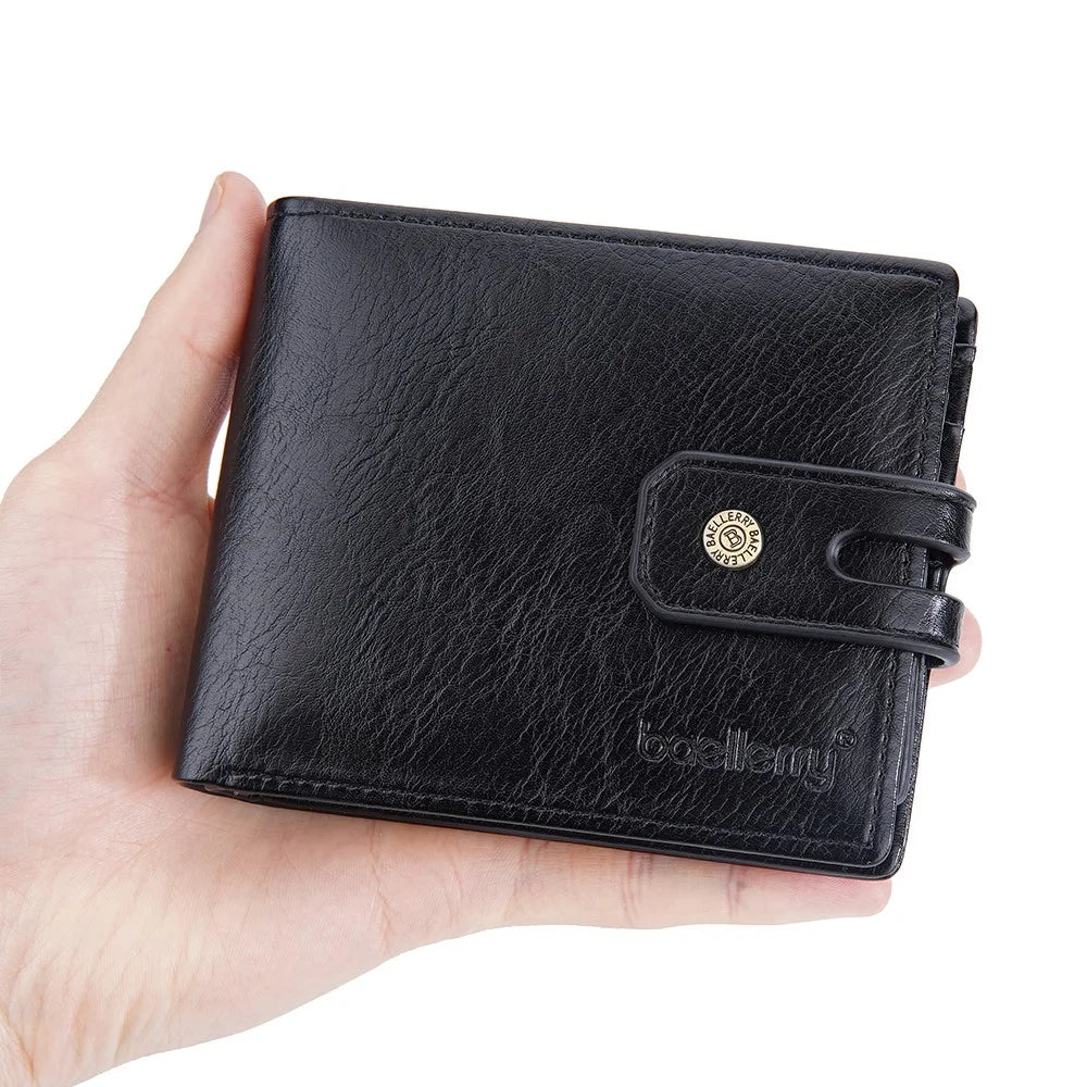 BAELLERRY D9215 Leather Men Short Wallet Multi Credit Card Coin Purse Zipper Pocket Billfold - Black - 2