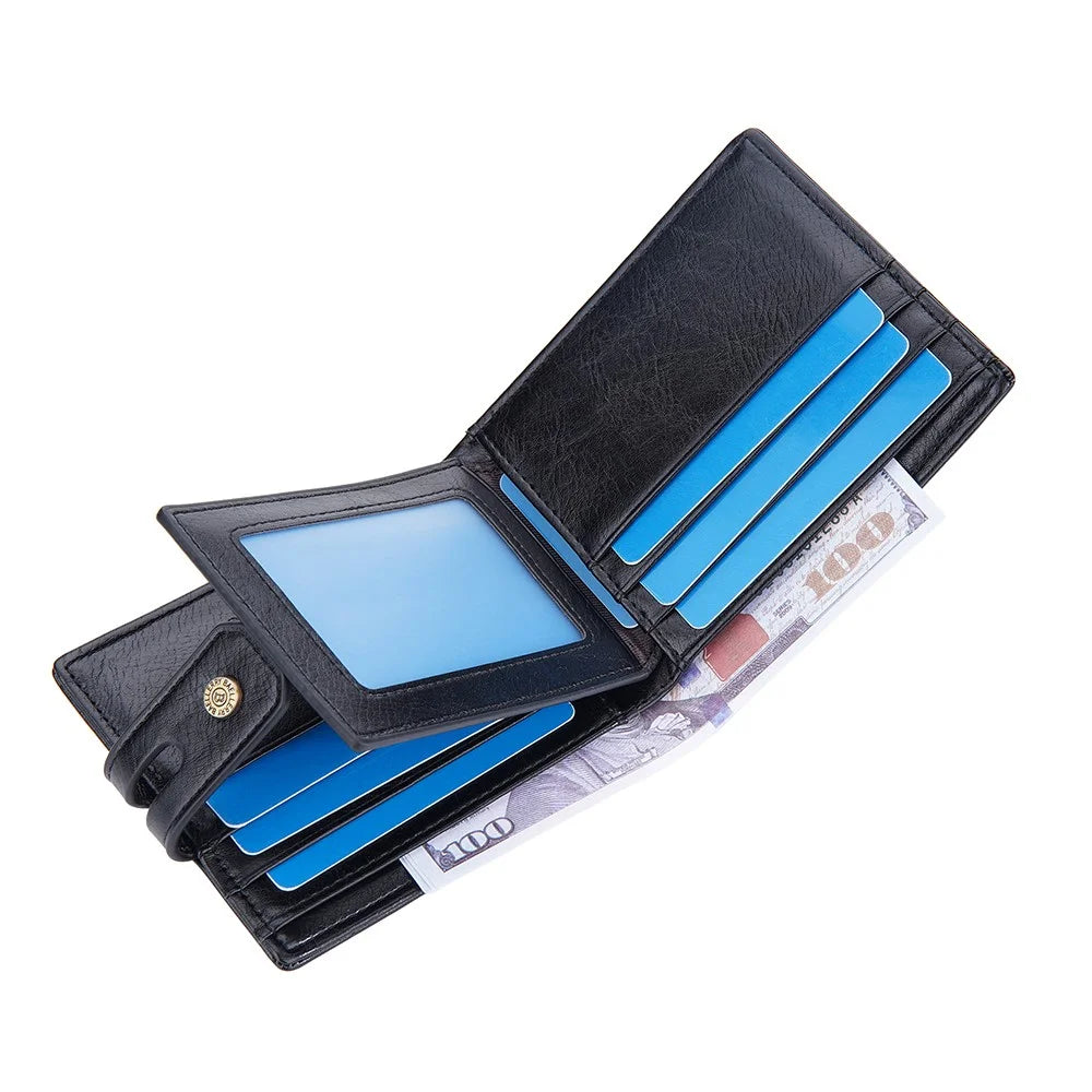BAELLERRY D9215 Leather Men Short Wallet Multi Credit Card Coin Purse Zipper Pocket Billfold - Black - 3