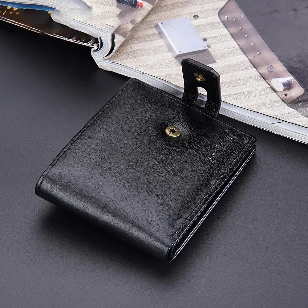 BAELLERRY D9215 Leather Men Short Wallet Multi Credit Card Coin Purse Zipper Pocket Billfold - Black - 5