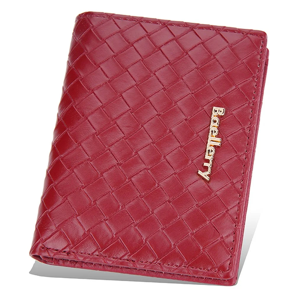 BAELLERRY NR096 Woven Pattern PU Leather Wallet for Women Zipper Coin Purse Card Holder Clutch Bag - Red - 1