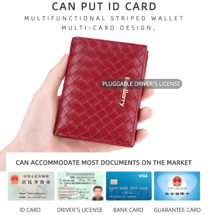 BAELLERRY NR096 Woven Pattern PU Leather Wallet for Women Zipper Coin Purse Card Holder Clutch Bag - Red - 4