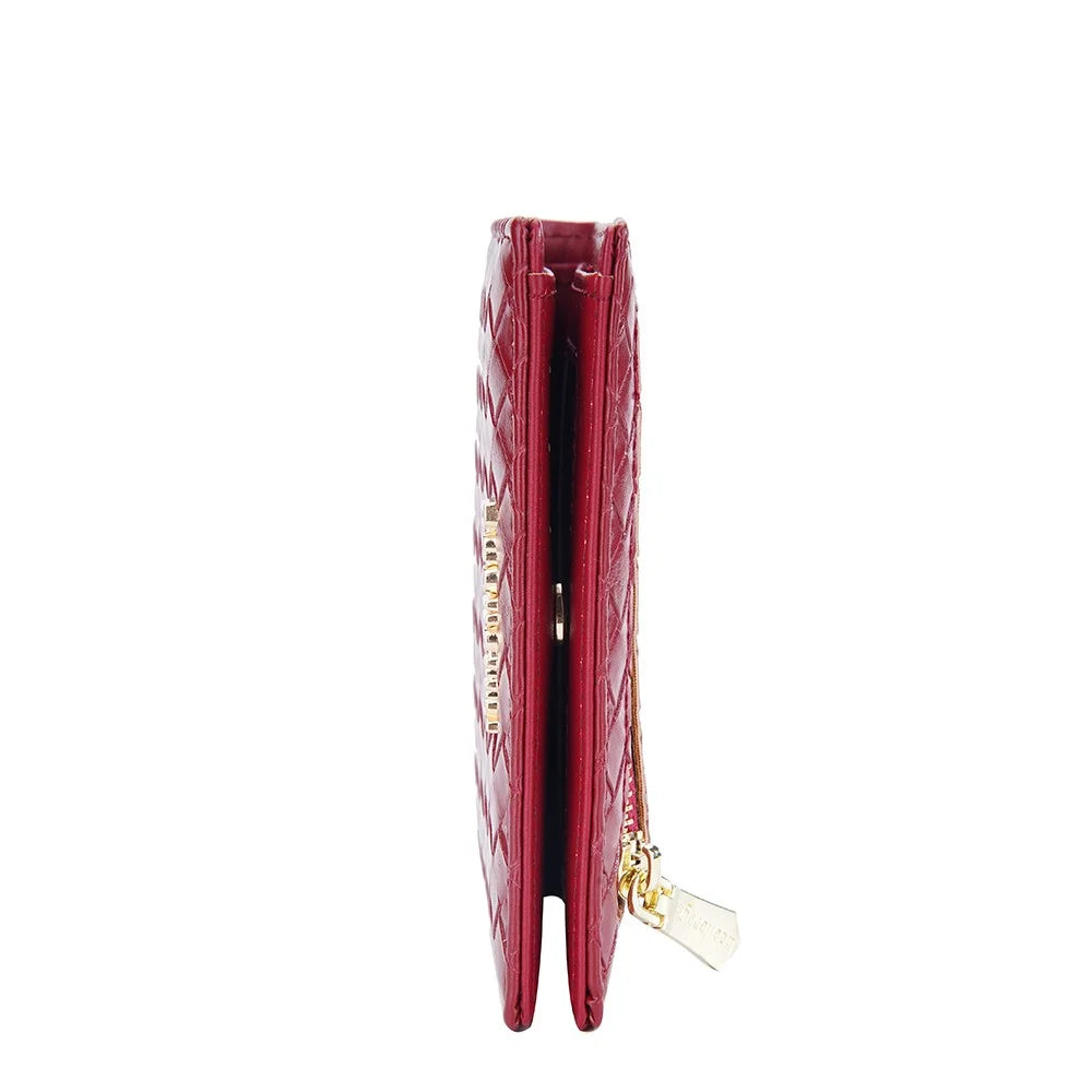 BAELLERRY NR096 Woven Pattern PU Leather Wallet for Women Zipper Coin Purse Card Holder Clutch Bag - Red - 7