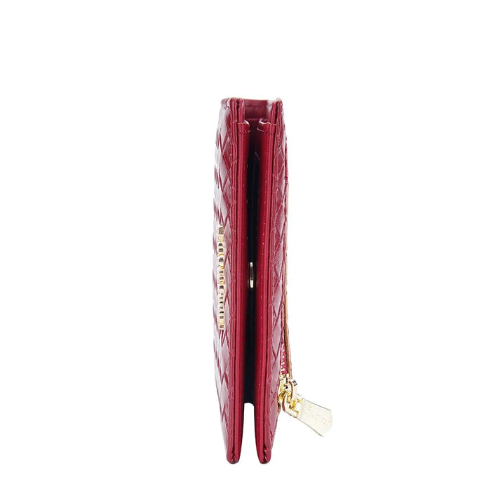 BAELLERRY NR096 Woven Pattern PU Leather Wallet for Women Zipper Coin Purse Card Holder Clutch Bag - Red - 7