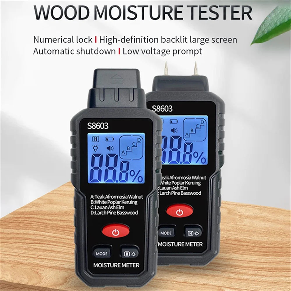 S8603 Digital Wood Moisture Meter Two Pins Wall Moisture Detector Paper Humidity Tester (No Battery) - 2