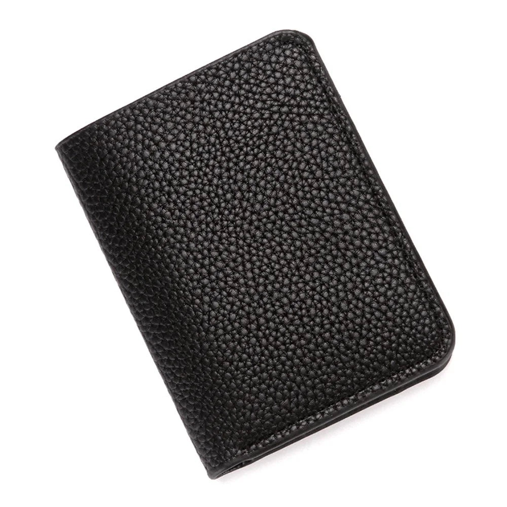 CULKCA HF048 Men's Wallet Litchi Texture Leather Card Pouch Billfold Coin Storage Bag - Black - 1