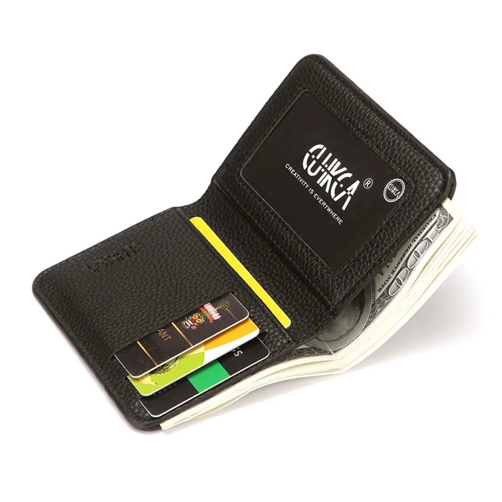 CULKCA HF048 Men's Wallet Litchi Texture Leather Card Pouch Billfold Coin Storage Bag - Black - 2