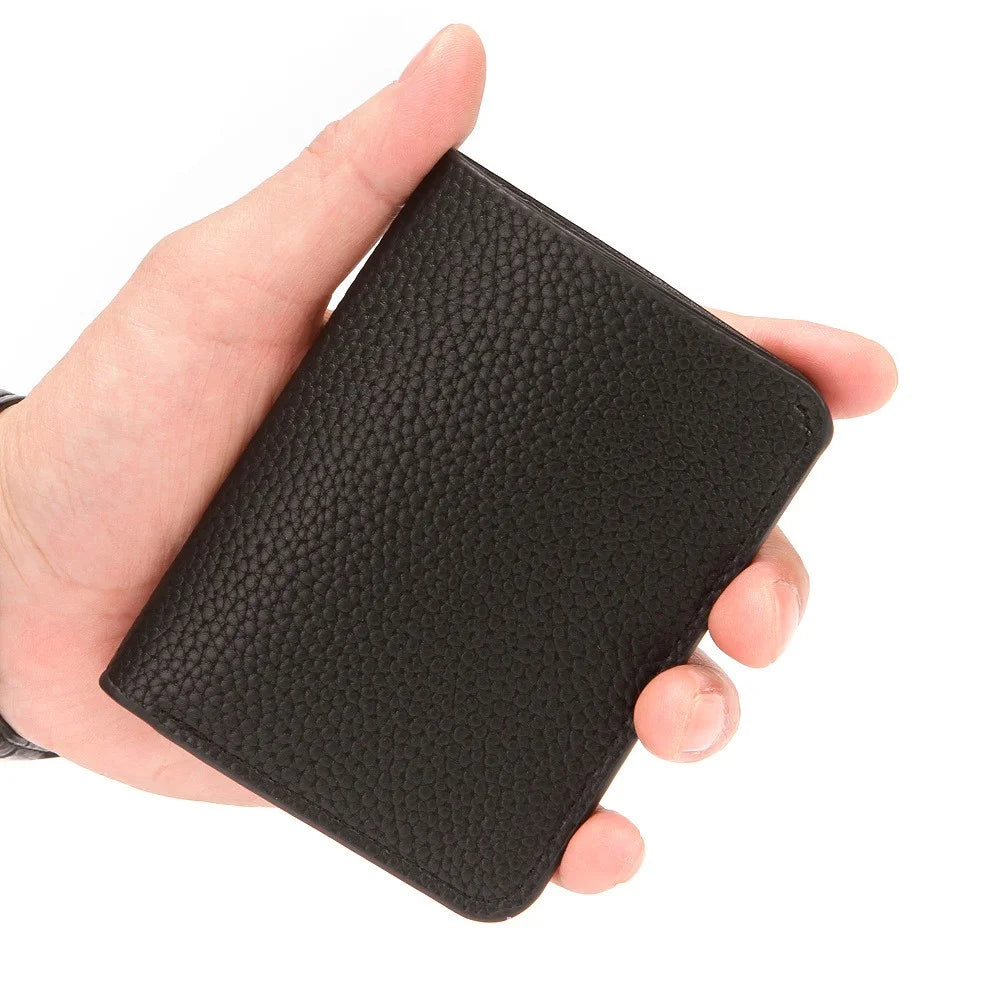 CULKCA HF048 Men's Wallet Litchi Texture Leather Card Pouch Billfold Coin Storage Bag - Black - 4