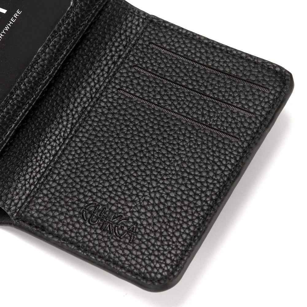 CULKCA HF048 Men's Wallet Litchi Texture Leather Card Pouch Billfold Coin Storage Bag - Black - 6