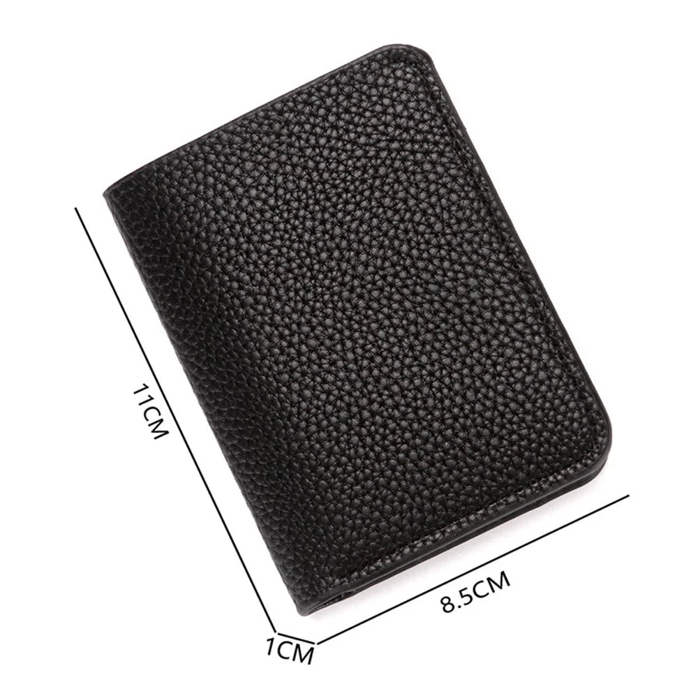 CULKCA HF048 Men's Wallet Litchi Texture Leather Card Pouch Billfold Coin Storage Bag - Black - 7