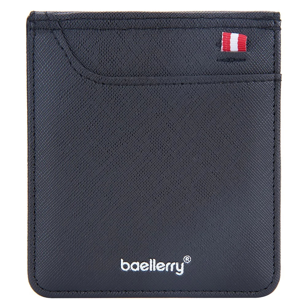 BAELLERRY D3250 Cross Texture Card Holder Pouch PU Leather ID Card Photo Storage Bag for Men - Black - 2