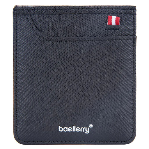 BAELLERRY D3250 Cross Texture Card Holder Pouch PU Leather ID Card Photo Storage Bag for Men - Black - 2