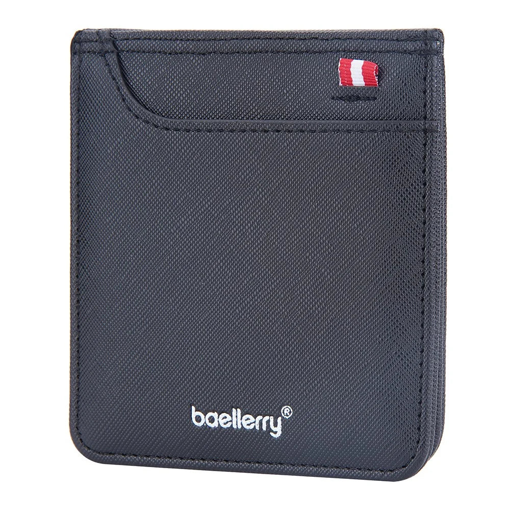BAELLERRY D3250 Cross Texture Card Holder Pouch PU Leather ID Card Photo Storage Bag for Men - Black - 3