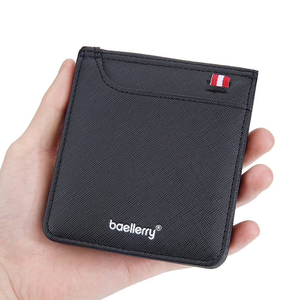 BAELLERRY D3250 Cross Texture Card Holder Pouch PU Leather ID Card Photo Storage Bag for Men - Black - 7