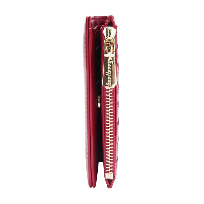 BAELLERRY NR095 Splicing Weave Design Wallet PU Leather Card Holder Small Change Coin Storage Bag - Red - 3