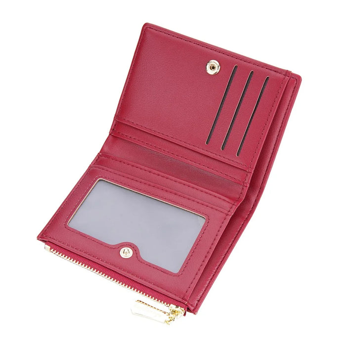 BAELLERRY NR095 Splicing Weave Design Wallet PU Leather Card Holder Small Change Coin Storage Bag - Red - 6