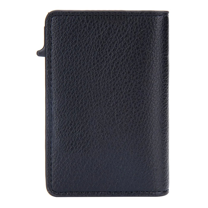BAELLERRY K9301 RFID Blocking Automatic Pop Up Card Holder Litchi Texture Leather Zinc Alloy Credit Card Case - Black - 5