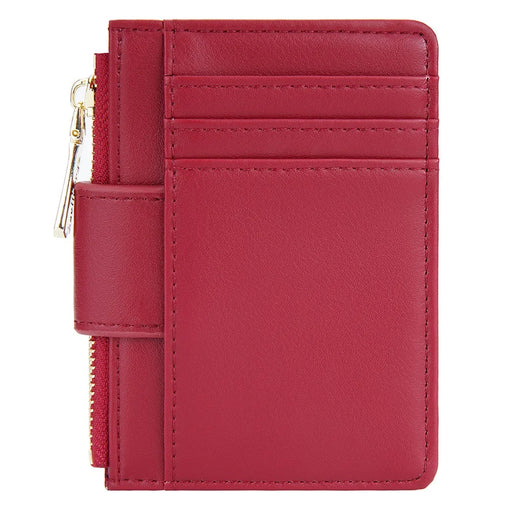 BAELLERRY NR099 Ultra Slim Zipper Coin Purse Women Woven Texture PU Leather Hasp Card Bag - Red - 2