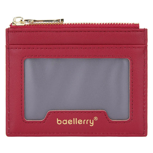 BAELLERRY NR098 Simple Style Wallet Card Holder Pouch Zipper Pocket PU Leather Coin Cash Money Storage Bag - Red - 2