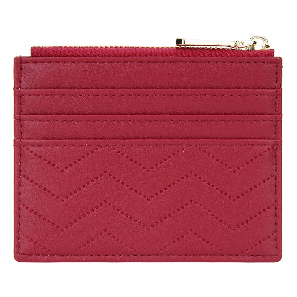 BAELLERRY NR098 Simple Style Wallet Card Holder Pouch Zipper Pocket PU Leather Coin Cash Money Storage Bag - Red - 3