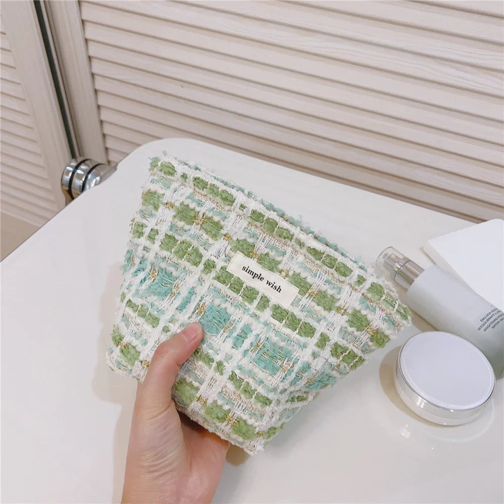 Makeup Storage Bag Purse Zipper Cosmetic Pouch Portable Travel Canvas Organizer Bag, Size: S - Light Green - 3